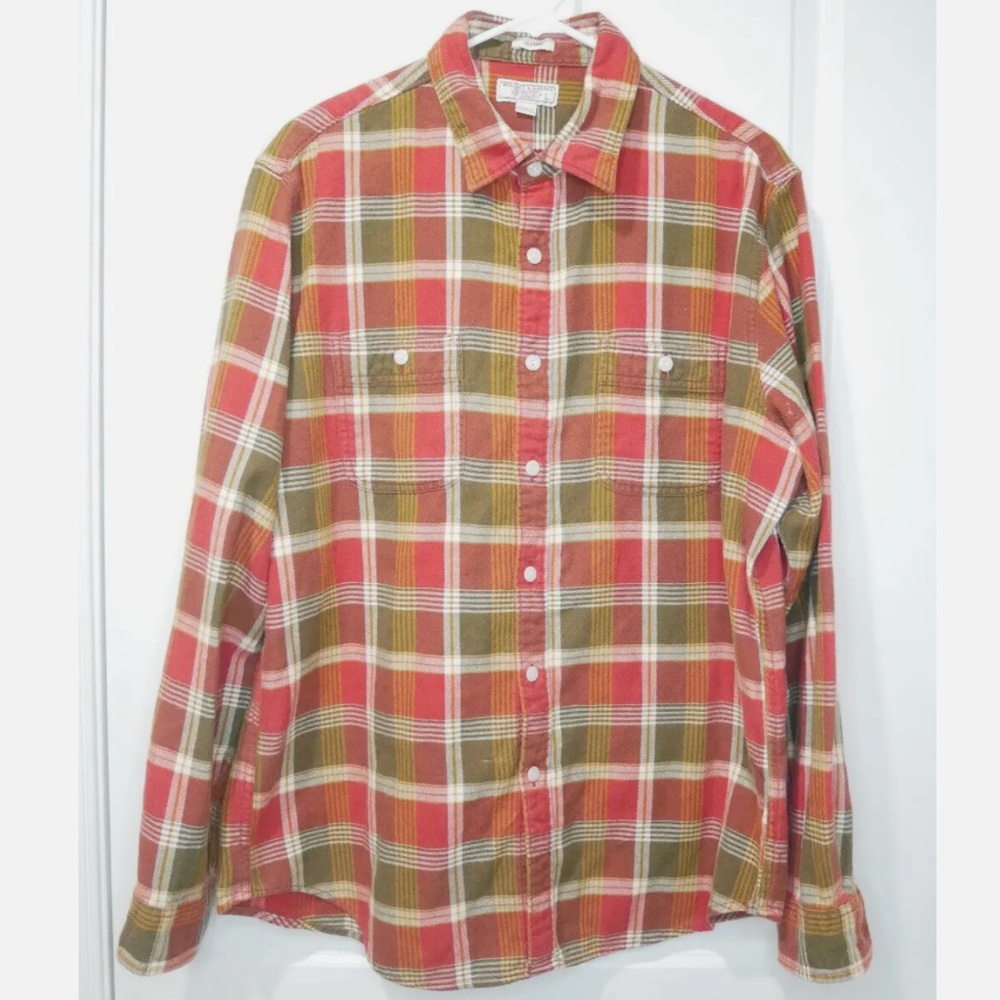 Wallace & Barnes midweight flannel shirt rustic plaid Large EUC!